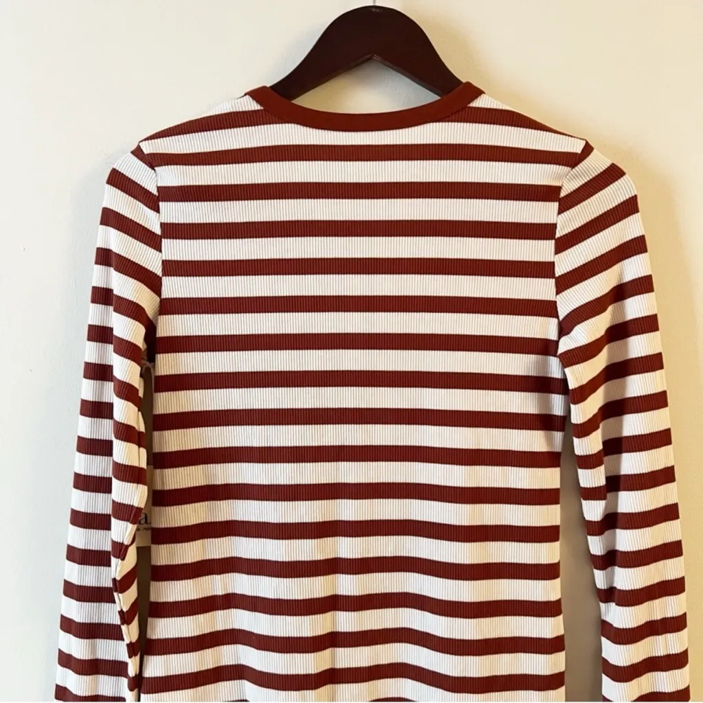 A.N.A Maroon Striped Ribbed Knit Long Sleeve Top Size XS NEW - Image 9