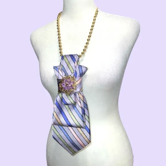 “Dainty Dapper”Elegant Gold and Purple Women's necktie Necklace - Image 5
