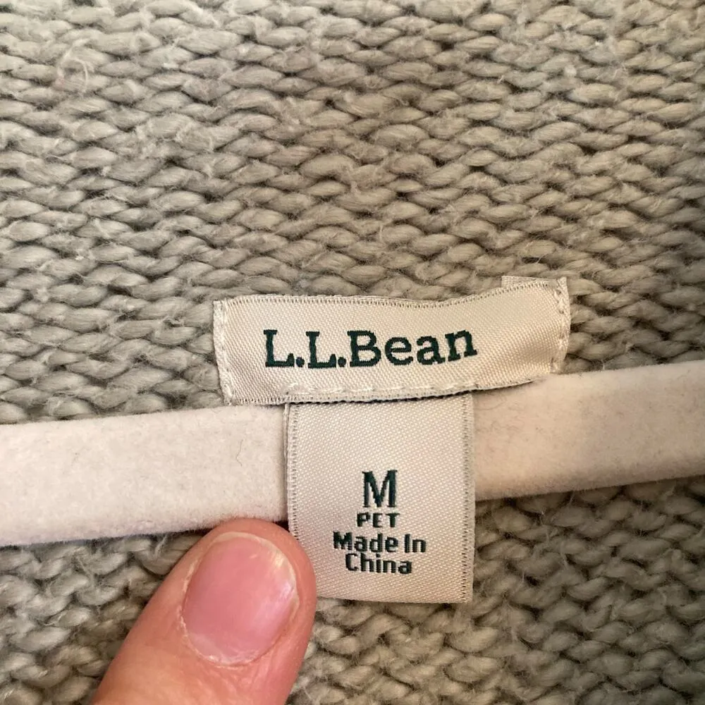 LL Bean Sage Green Cotton Knit Full Zip Cottagecore Cardigan Sweater Size Medium - Image 6