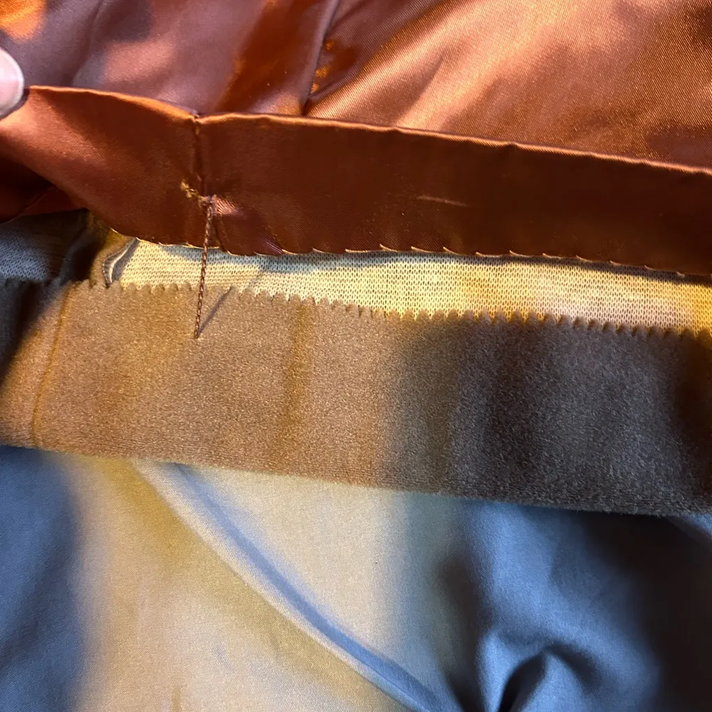 Vintage 1960's Wool Cashmere Coat w/ real mink fur collar women's Med 36" Camel Tan - Image 11