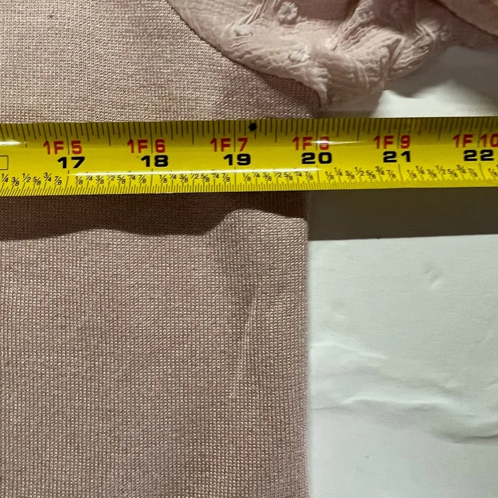 Adrianna Papell blush pearl short puff sleeve sweater Swiss dot cottage romantic - Image 8