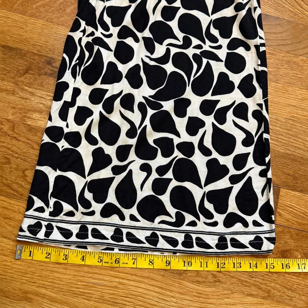 Max Studio Womens Medium Black Cream Foliage Cuttings Pull on Wide Leg Pants - Image 5