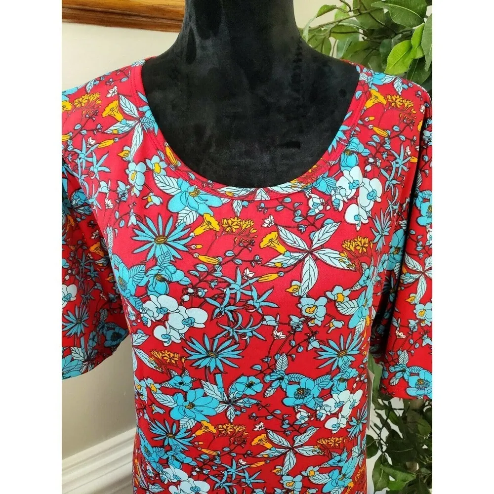 Lula Roe Women Multicolor Polyester 3/4 Sleeve Round Neck Knee Length Dress 3XL - Image 5