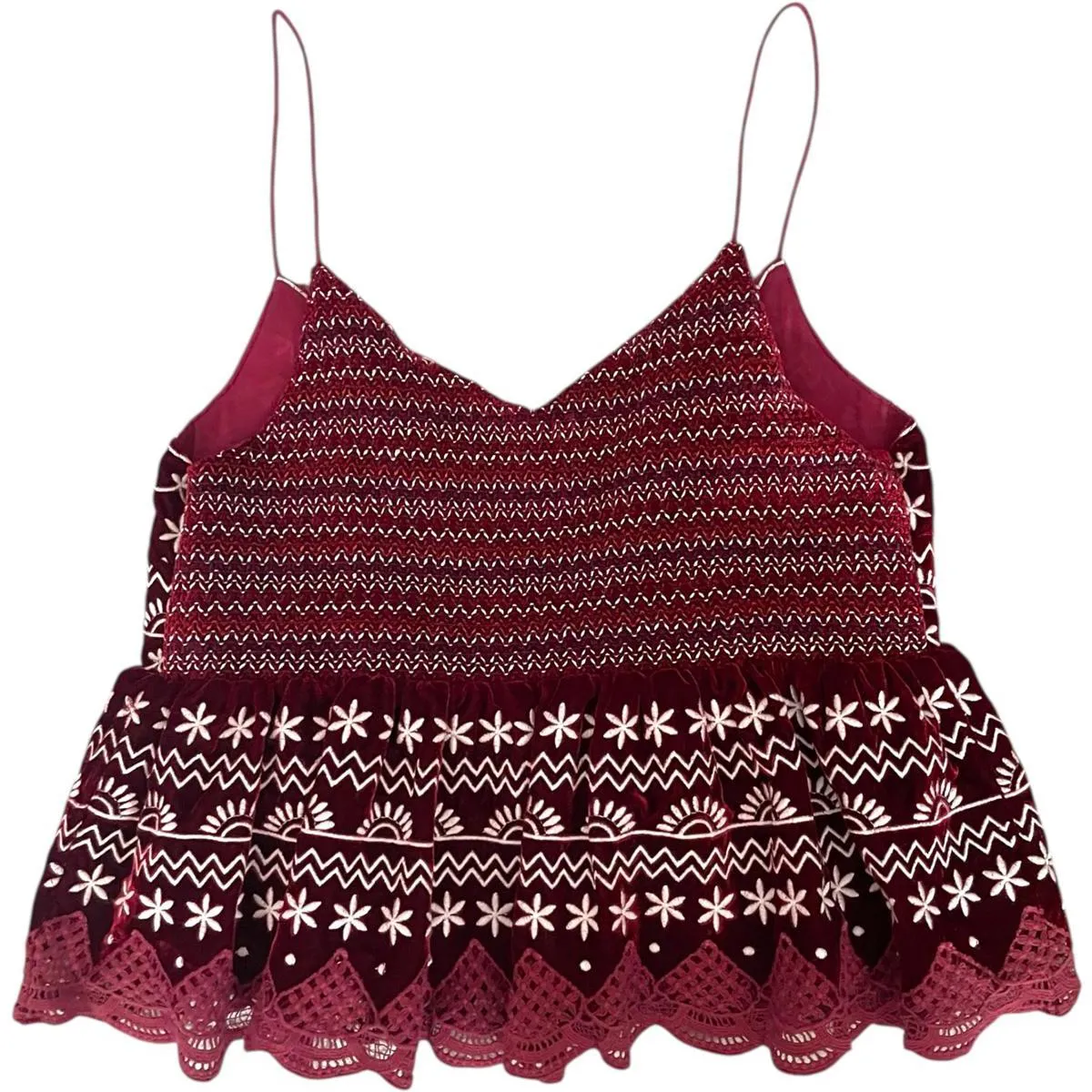 MISA Los Angeles Nicholette Top Smocked Peplum Crop Tank Boho Women's Size XS - Image 2