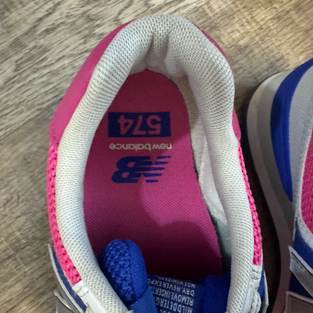 New Balance 574 Pink and Blue Sneakers women’s 6.5 - Image 4