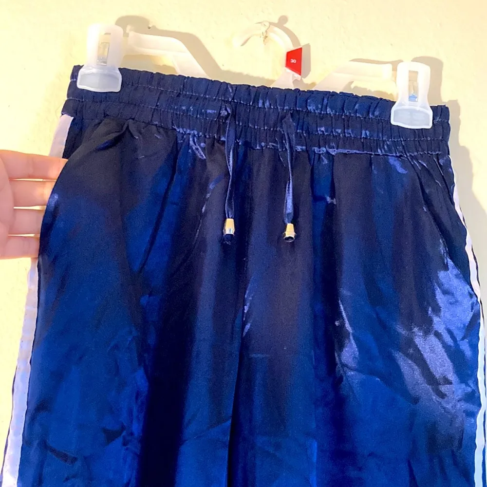 NWOT Track Pants Shiny Navy Blue Size XS - Image 2