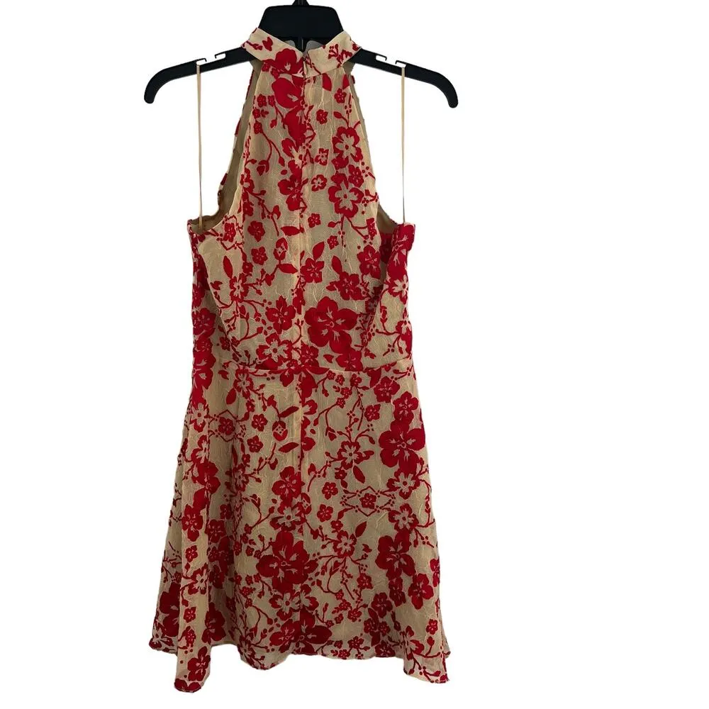 Devlin High Neck Red Floral Dress Size 6 New - Image 3