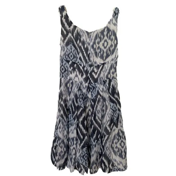 Peruvian Connection Ramie Ikat Fit‎ And Flare Dress Size 6 Blue White Sleeveless - Image 2
