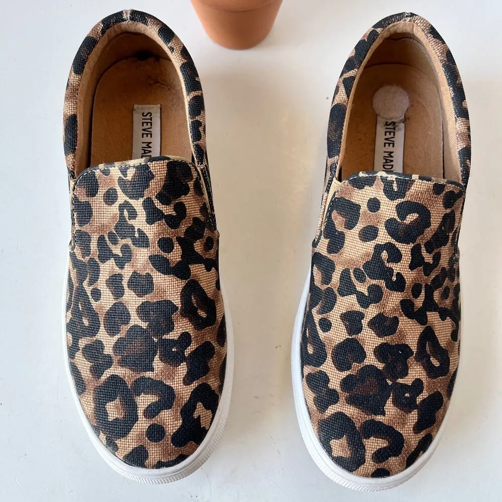 Steve Madden Gillsa LifeStyle Sneakers Womens Shoes Size 6.5M Leopard Fabric - Image 5