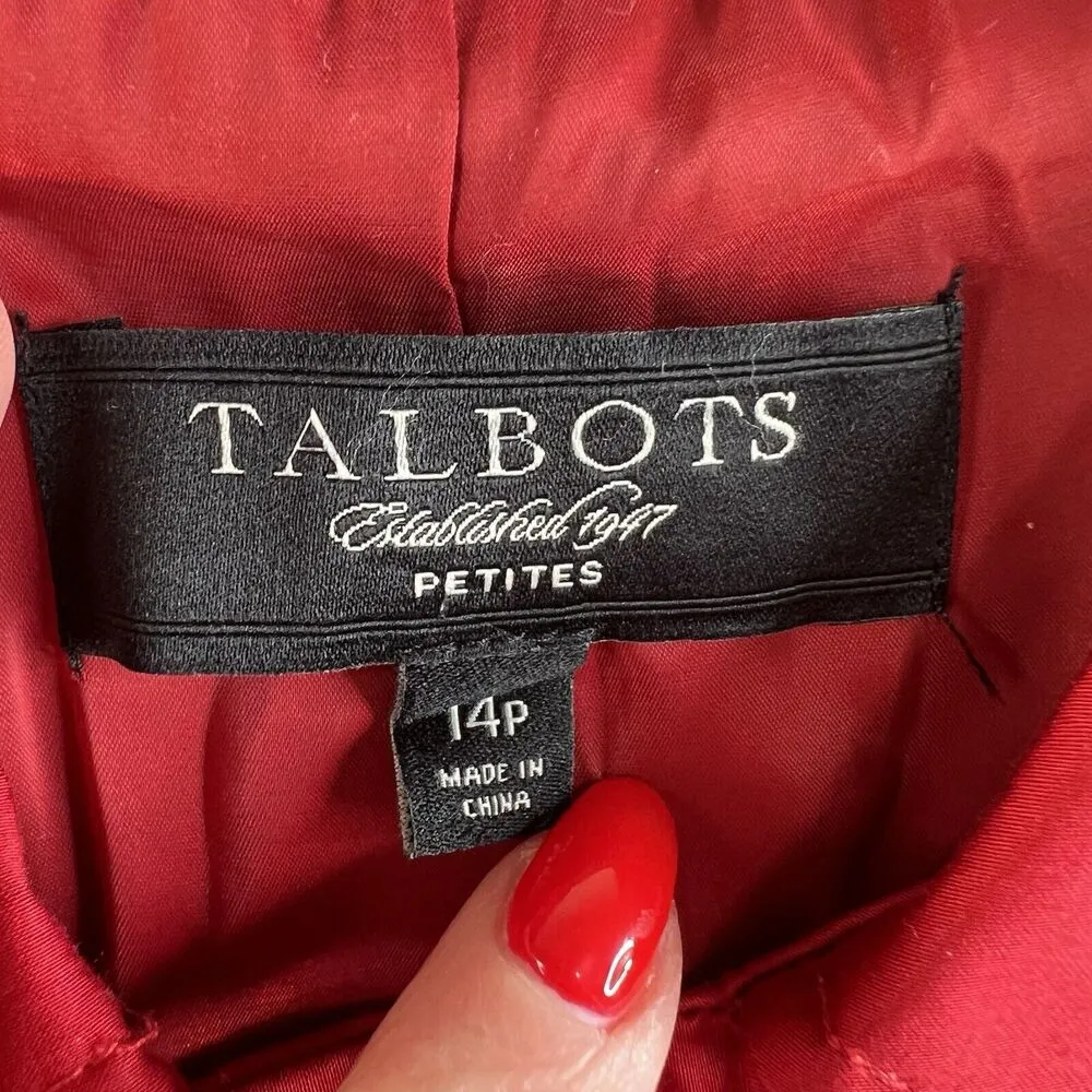 Talbots 14P Petites Dress Jacket Long Sleeve Snap Front Collared Red Women's - Image 6