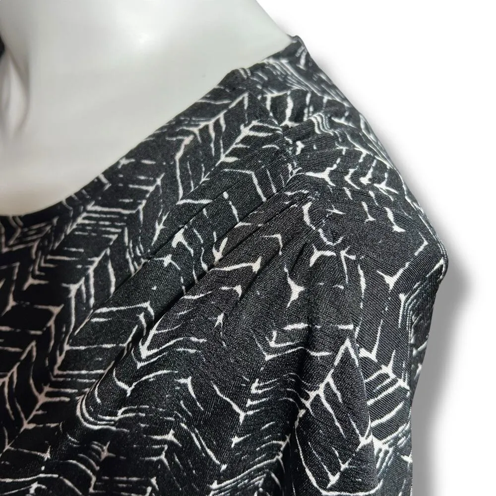 Jaclyn Smith Womens Blouse Top Shirt Pullover Short Sleeve Stretch Black White - Image 5