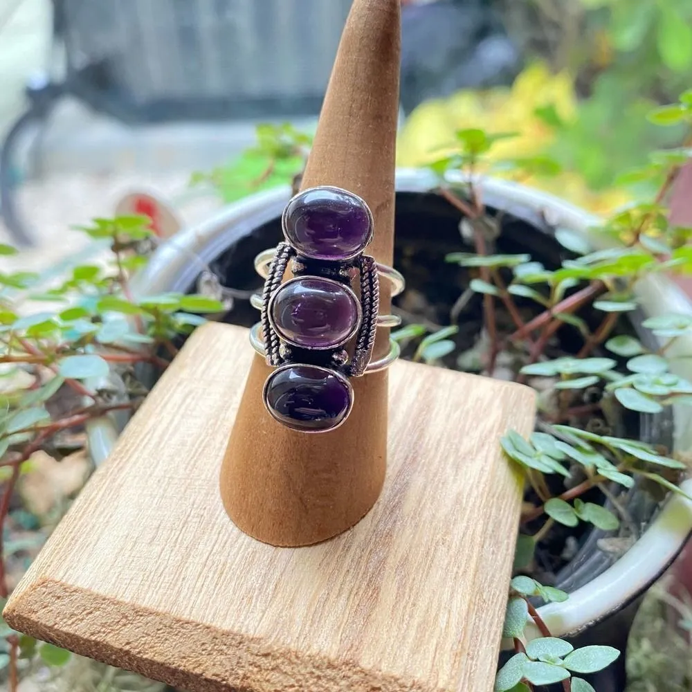 Amethyst Gemstone Sterling Silver Handmade Ring Size 7 Purple - Image 7