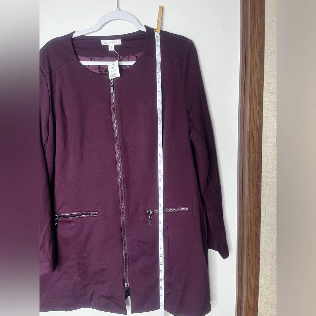 Cato Women's Dark Purple Plum Jacket Zipper Pockets Size XL - Image 8