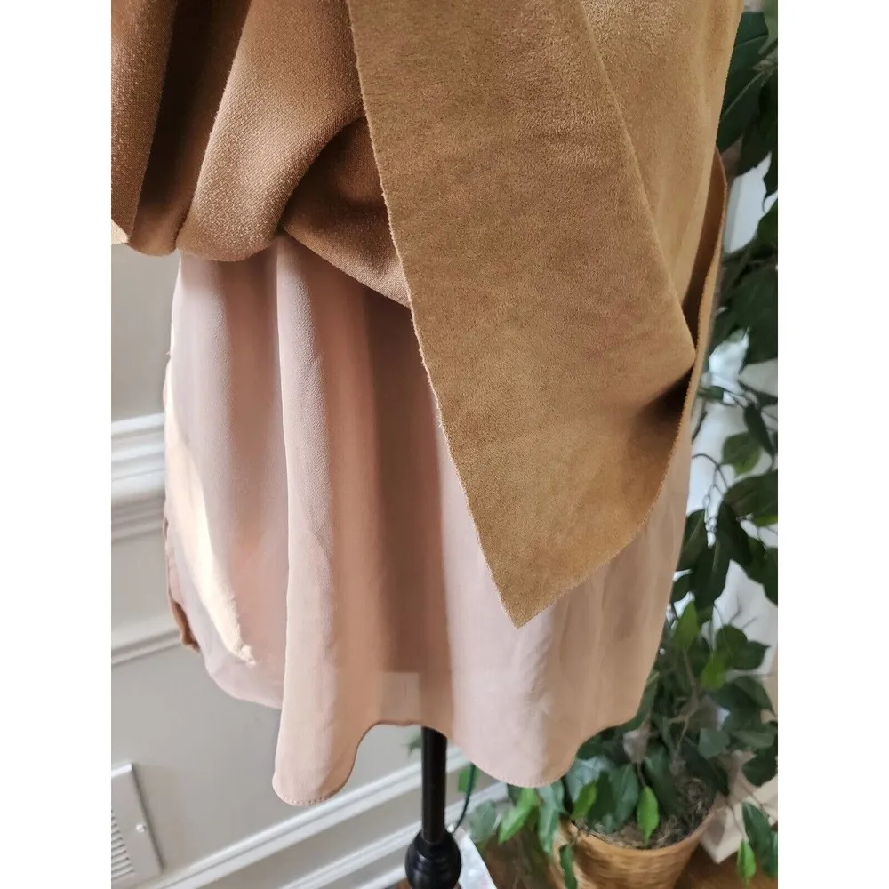 Sans Souci Womens Brown Suede 100% Polyester V Neck Sleeveless Top Blouse Size L - Image 5