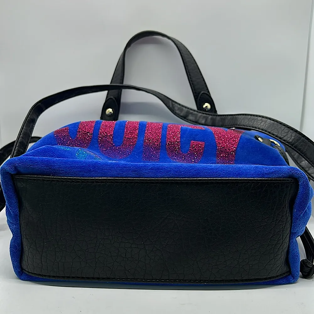 Juicy Couture Y2K Vintage Blue/Pink Glitter Velvet Tote Handbag Purse 👛 👛 - Image 6