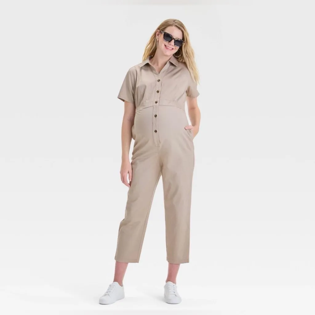 NEW Tan Utility Maternity Jumpsuit Target Isabel Maternity by Ingrid & Isabel M Size undefined - Image 7
