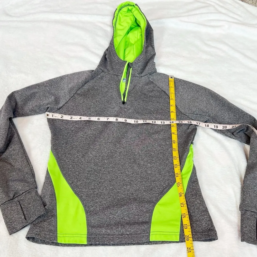 Augusta Sportswear Freedom 1/4 Zip Hooded Pullover Sweatshirt Gray Neon Green XS - Image 5