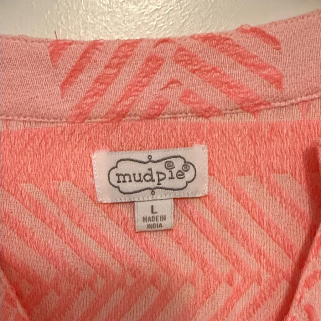 Mud Pie Coral Patterned Long Sleeve Dress - Image 3