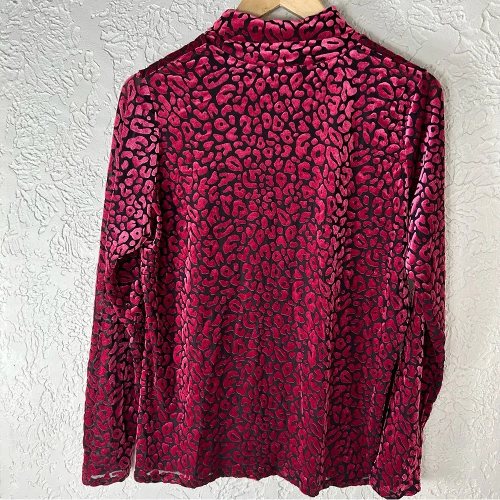 RACHEL Rachel Roy Val Turtleneck November Fuchsia Leopard Print Top Pink Size 1X - Image 3