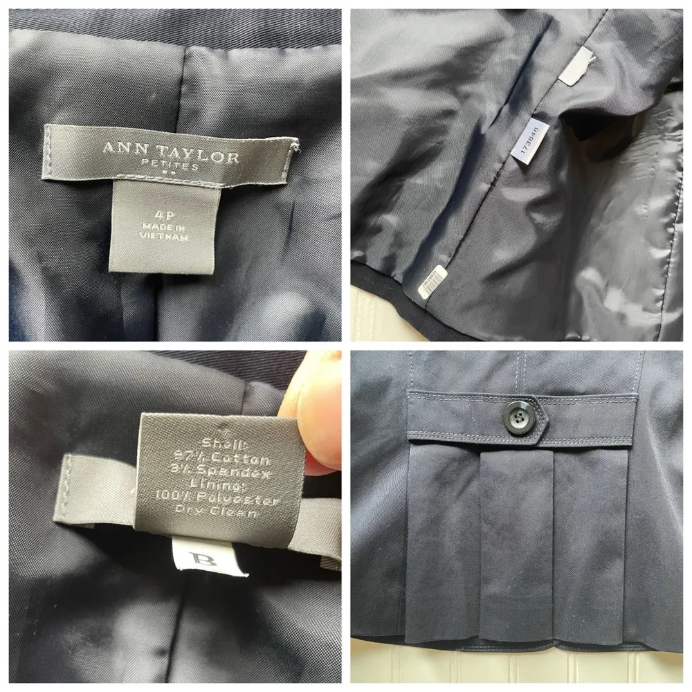 Ann Taylor Petite Blazer Jacket Navy Blue Size 4P 3/4 sleeves Nautical Business - Image 6