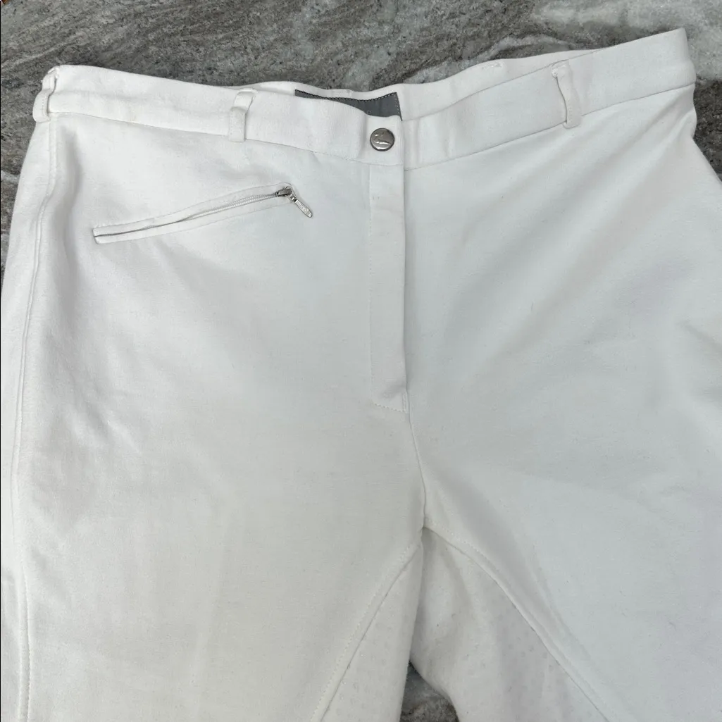 Horze Silicone Full Seat Breeches Equestrian White Pull On Sz 32 - Image 2