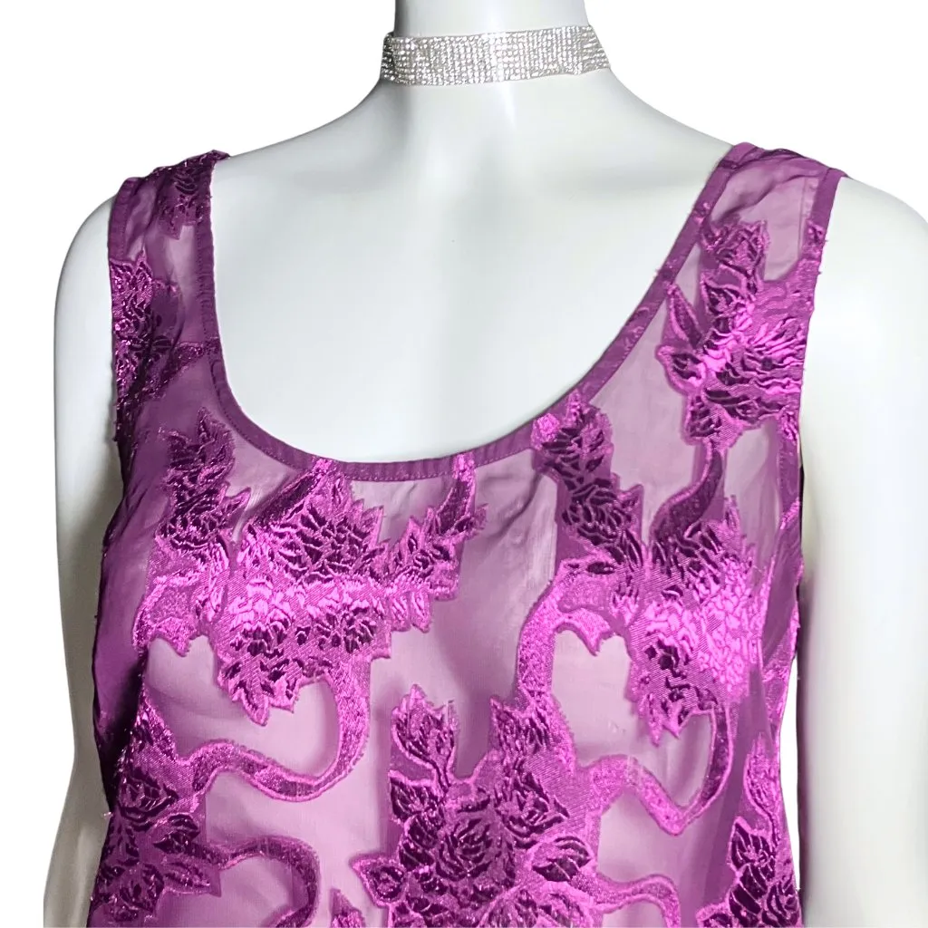 Vintage Victoria’s Secret Gold Label Sheer Purple Tank Top. Small. Fairy Brocade - Image 6