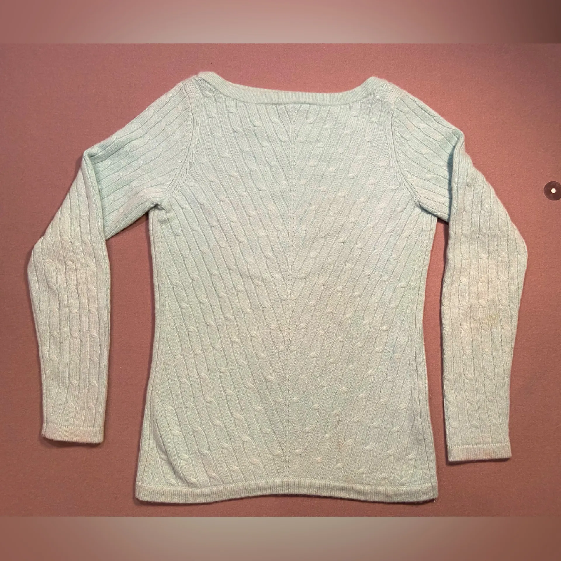 Saks Fifth Ave Cashmere Sweater,‎ Boatneck, cable knit, long sleeve,SZ M - Image 2