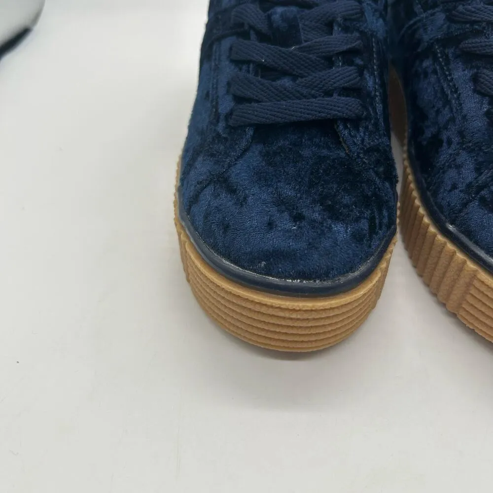 New Cape Robbin Velvet POLO 2 Navy Lace Up Chunky Retro Y2K Heel Sneakers Size 5 - Image 6