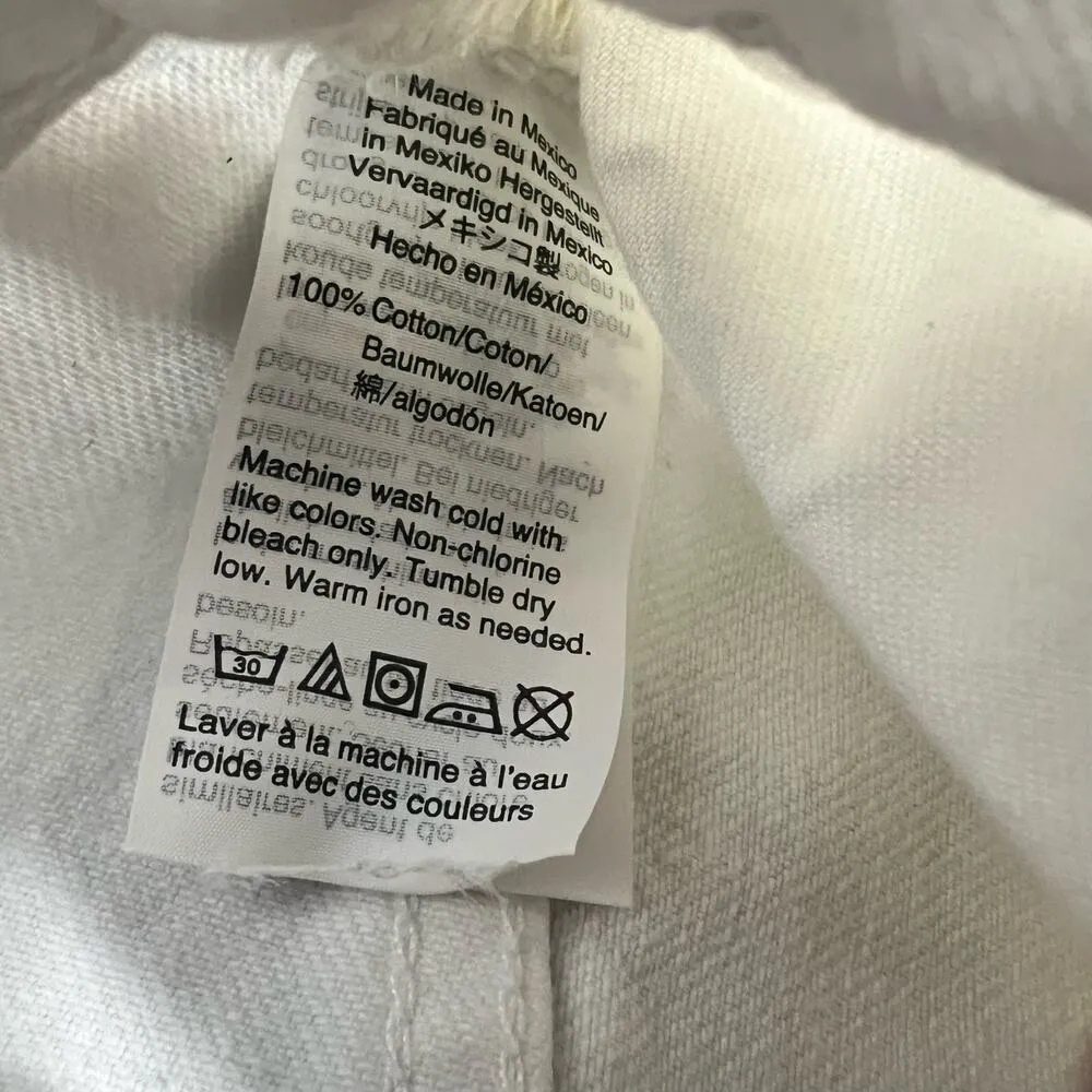 Madewell White Denim Perfect Jean Shorts Frayed Hem 5 Pocket Design Size 32 - Image 4