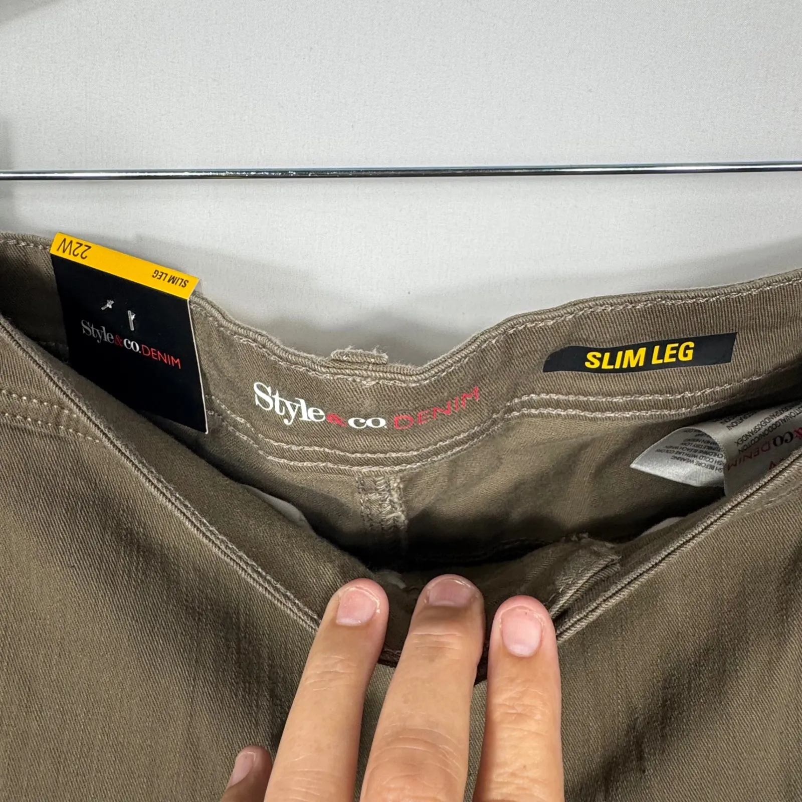 Style & Co. Denim Womens 22W Warm Taupe Slim Leg Pants Trousers Plus Size - Image 2