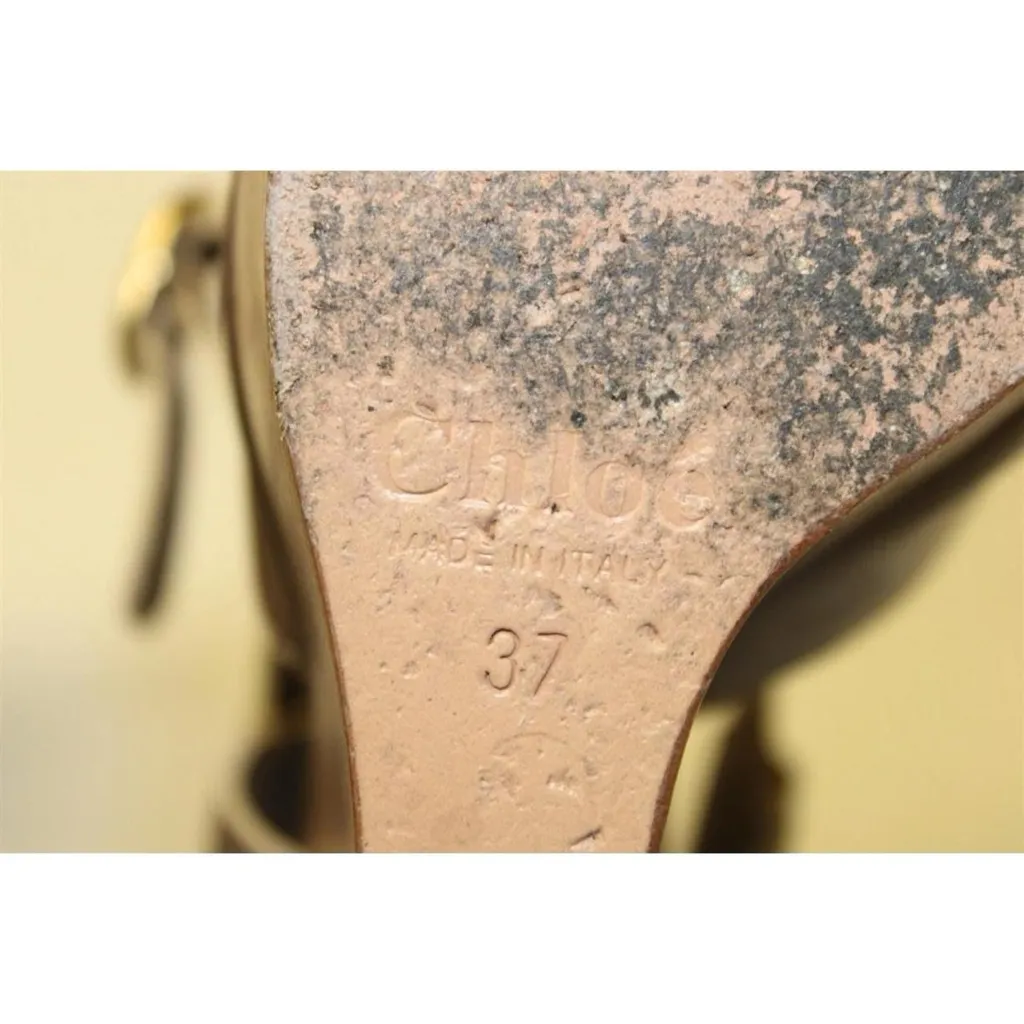 Chloé Italy Made Leather Slingback Wedge Sandals – Size 37 (US 7) - Image 3