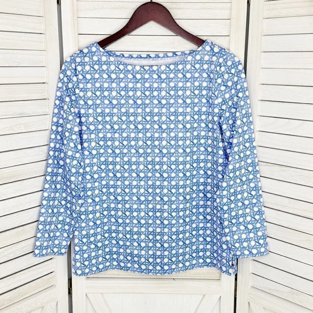 Vineyard‎ Vines Basket Print Simple Boatneck Tee Shirt UPF50 Blue White Small - Image 7