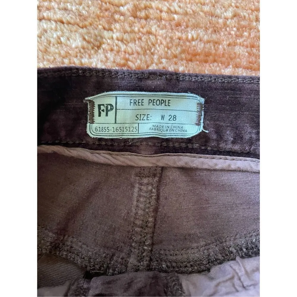 Free People Mulberry Cyndi High Rise Stretch Velvet Pants W28 - Image 4