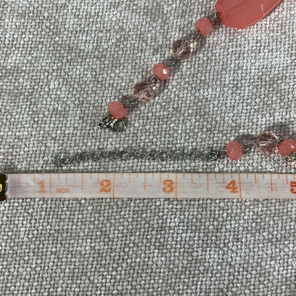 Salmon Pink Chunky Statement Earrings and Necklace Set - Image 6