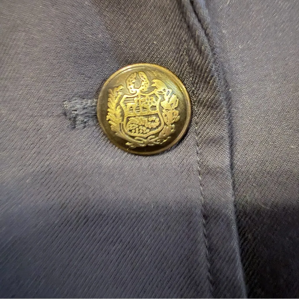 Tuckernuck Hawthorn navy blue structured single breasted blazer size large - Image 4