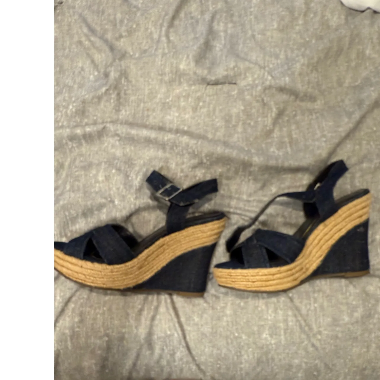 BCBG Max Azria Denim‎ Espadrille Wedge Sandals Women Size 37 Blue - Image 2