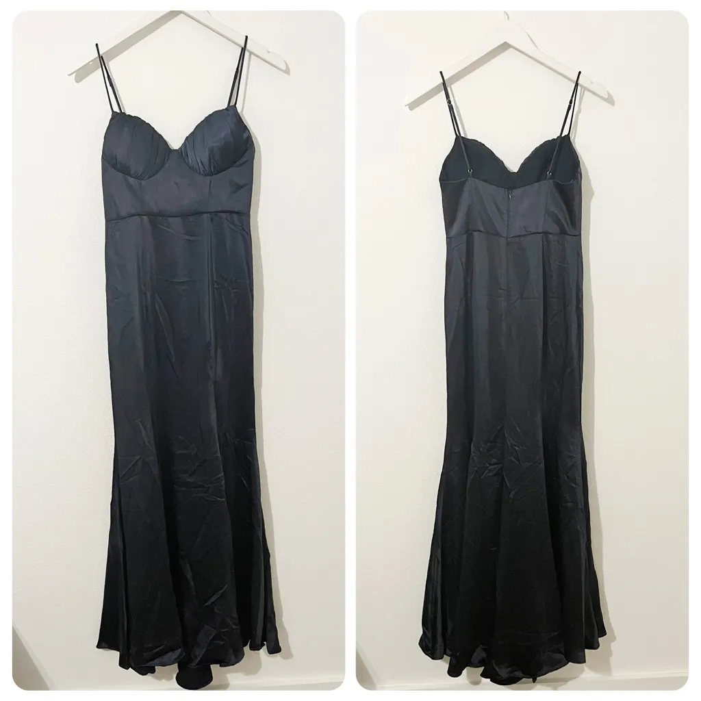 NWT SELFIE LESLIE Bronte High Split Gathered Bust Maxi Dress Ink Size US Small - Image 3