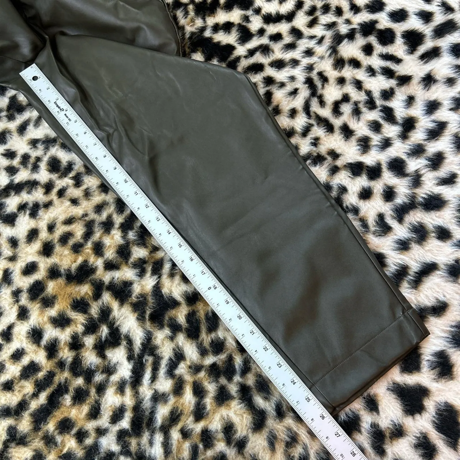 A New Day Olive Green Vegan Faux Leather Pants M - Image 6