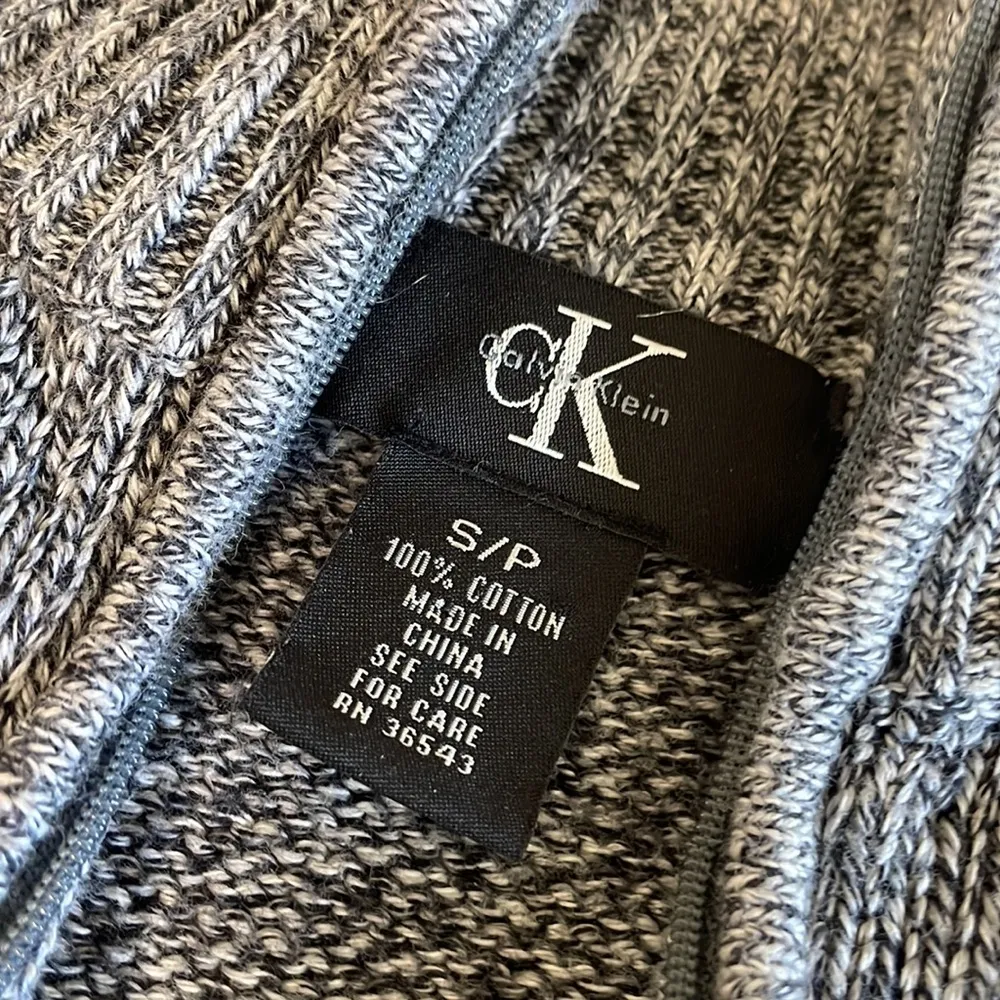 Gray  Knit Quarter Zip Sweater - Image 2