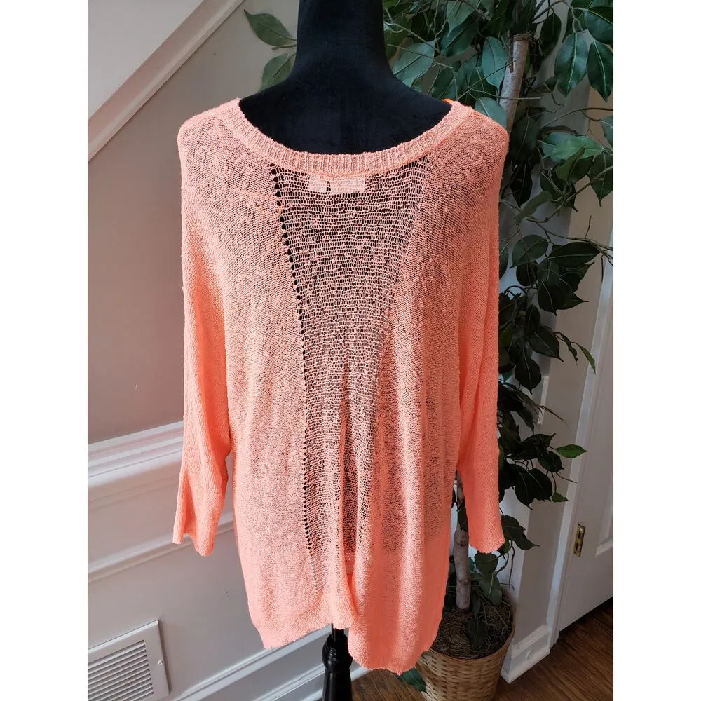 Cato Tunic Top Women 18/20W Orange Knitted Solid Long Sleeve Round Neck Pullover - Image 4