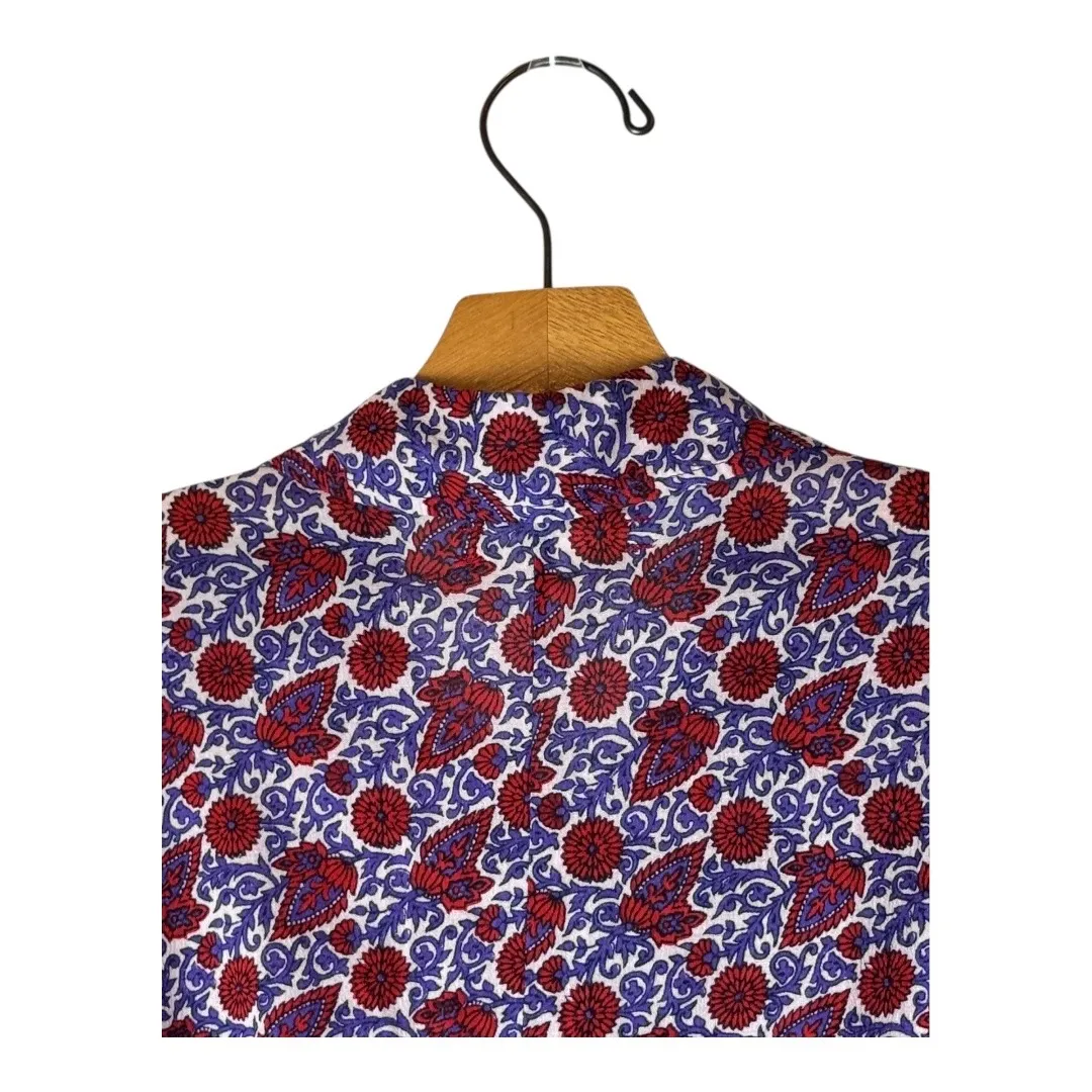 XIRENA Romper Women Small Red Blue Floral Cotton‎ Belted Grady NWT Boho Luxury - Image 9