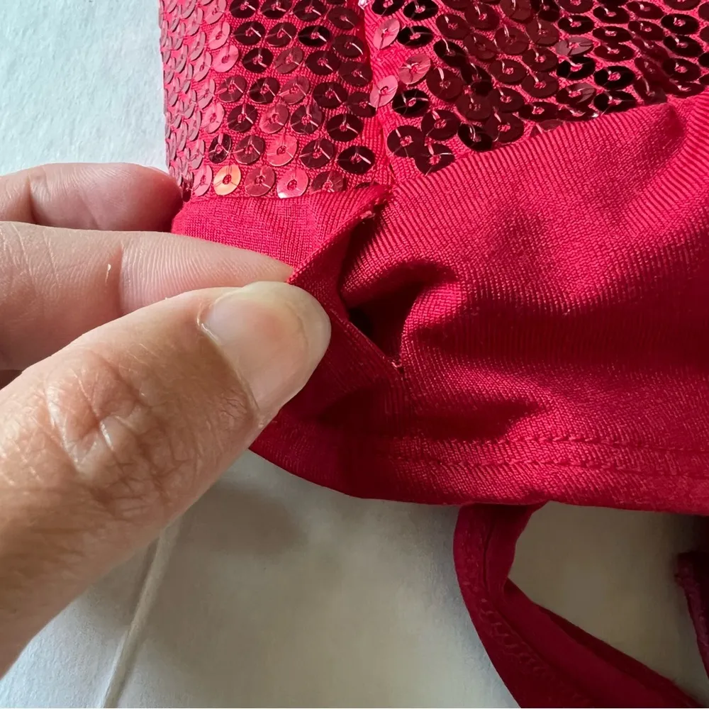 NWT Lover’s & Friends Moulin Bodysuit One shoulder red sequin bodysuit Small - Image 15