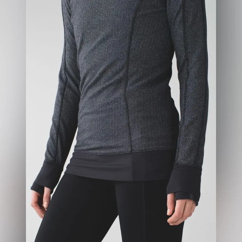 Lululemon Think Fast Hoodie Heathered Herringbone Black Size 10 - Image 7