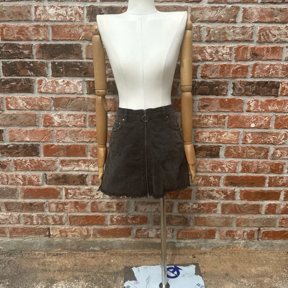 Free People We The Free Black Distressed Denim Skirt with Zipper / 26/4 / EUC - Image 8