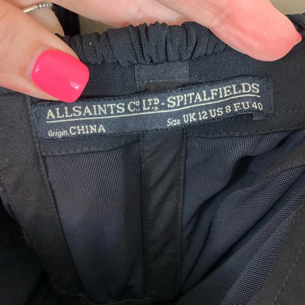 All Saints Taka Flexile Strapless Draped Black Mini Dress - Image 3