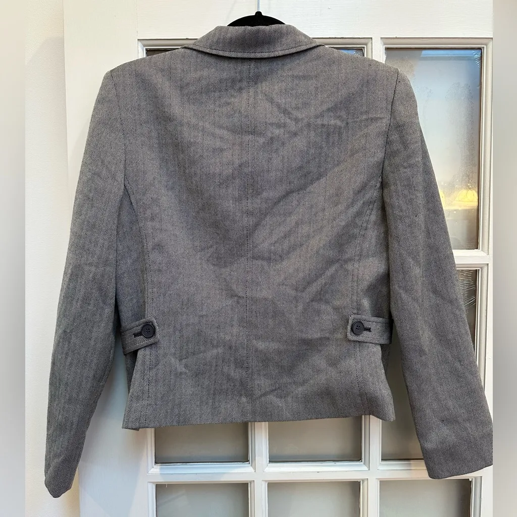 Vintage Pendleton 100% Wool Zip Up Charcoal Gray Tweed Herringbone Jacket Size 6 - Image 6