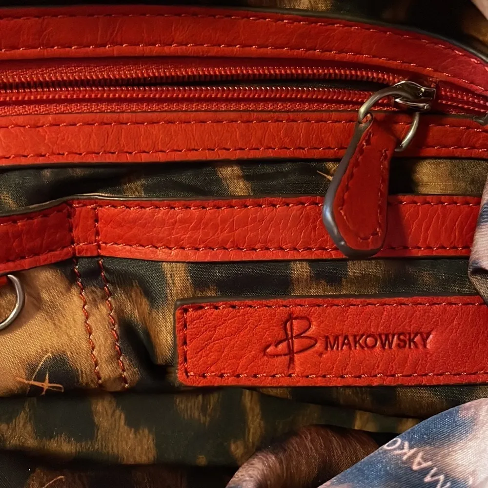 B. Makowsky Red leather Hobo Bag Excellent Condition. - Image 9