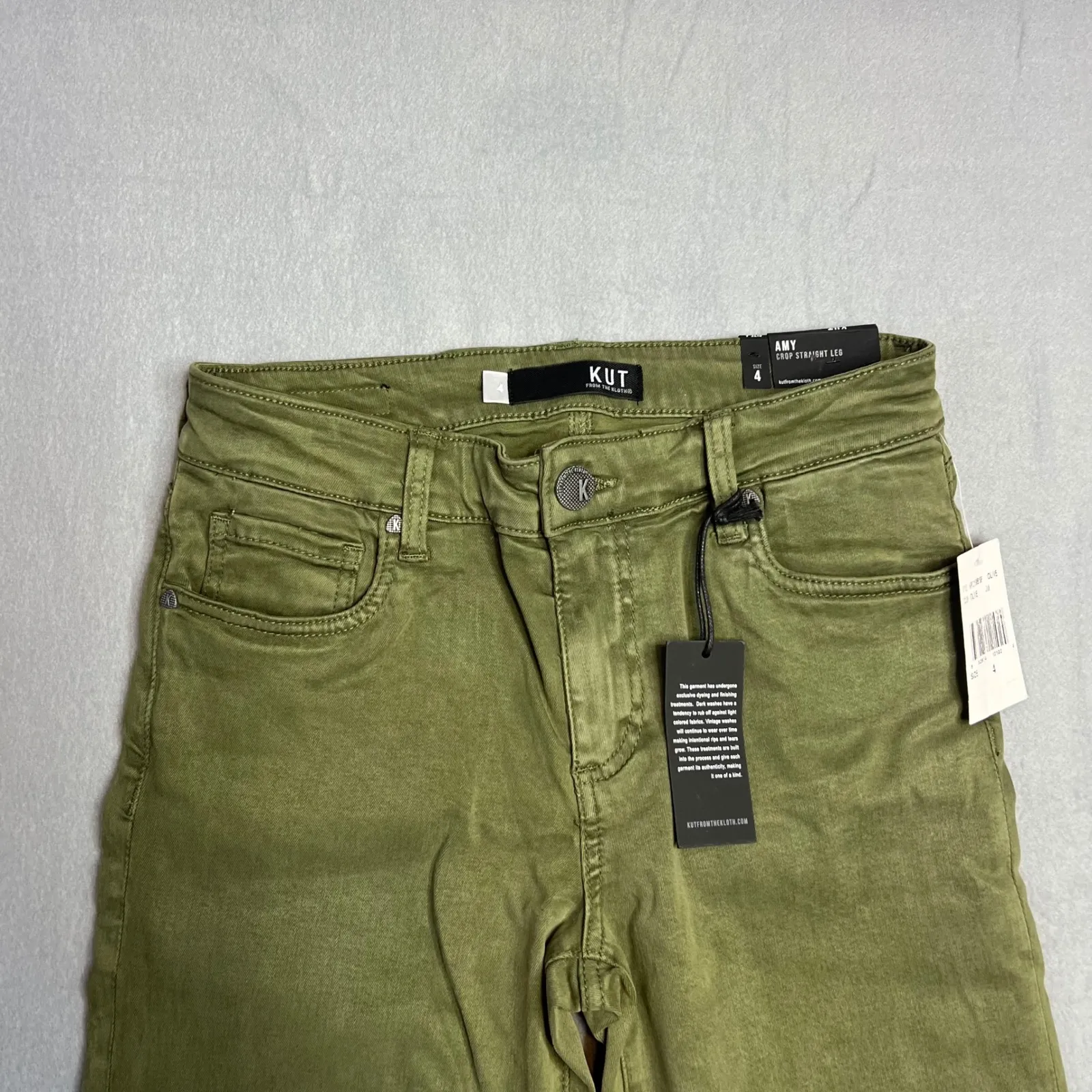 Kut From The Kloth Amy Crop Ankle Straight Leg Jeans Size 4 Olive Green NWT - Image 5