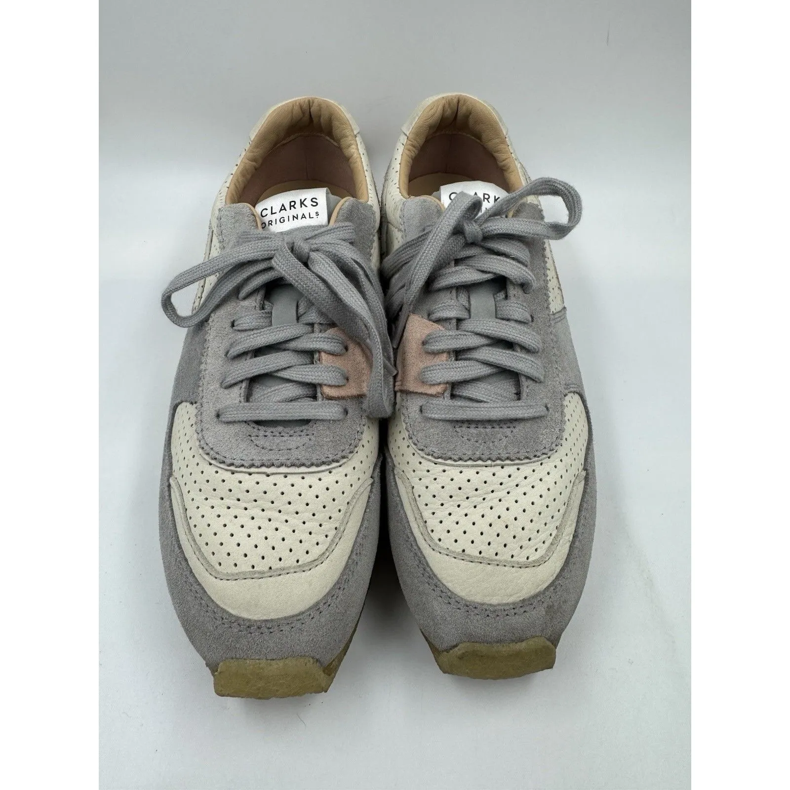 Clarks Originals 1825 Gray White Perforated gum sole Sneaker Shoes Women's 9.5 M - Image 3