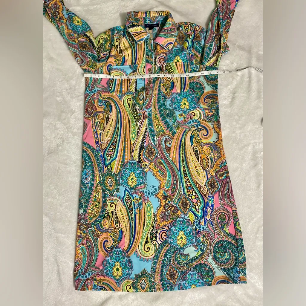 Tommy Hilfiger Multicolor Paisley Print Button-Down Shirtdress. - Image 9